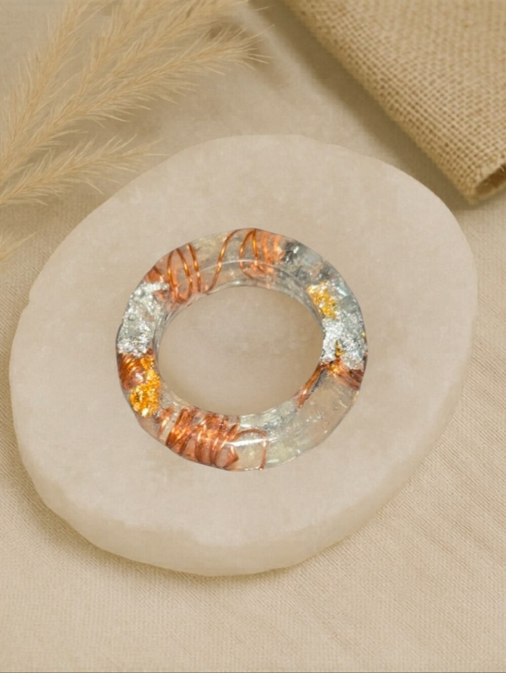 Custom Orgonite Resin Ring – Made to Order | Sizes 6–12 | Copper-Wrapped Quartz